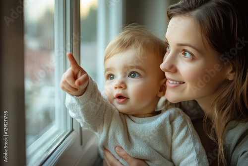 Joyful Family Moment: Mother and Toddler Exploring the World Together Through Play and Imagination