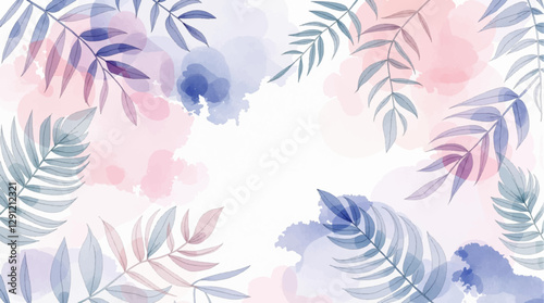 Leaves seamless vector pattern. Watercolor tea leaf background, textured jungle print. Tropical seamless pattern	