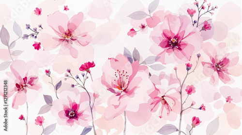 Watercolor pink rose floral background for wedding, invitation, and greeting card with copy space tex
