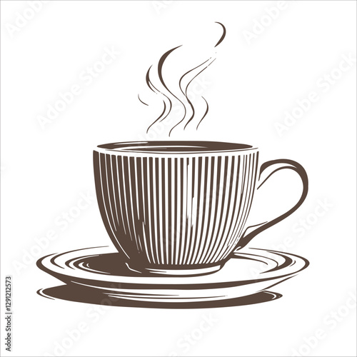 coffee with cup vintage vector illustration