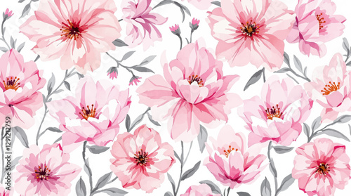 Watercolor pink rose floral background for wedding, invitation, and greeting card with copy space text, Pions Watercolor