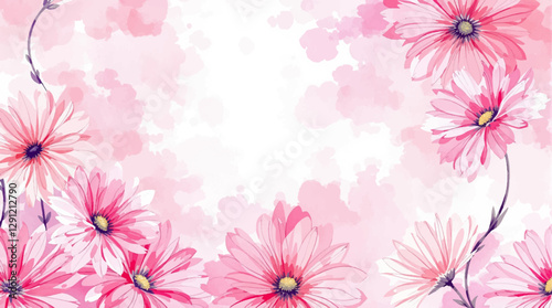 Watercolor pink rose floral background for wedding, invitation, and greeting card with copy space text