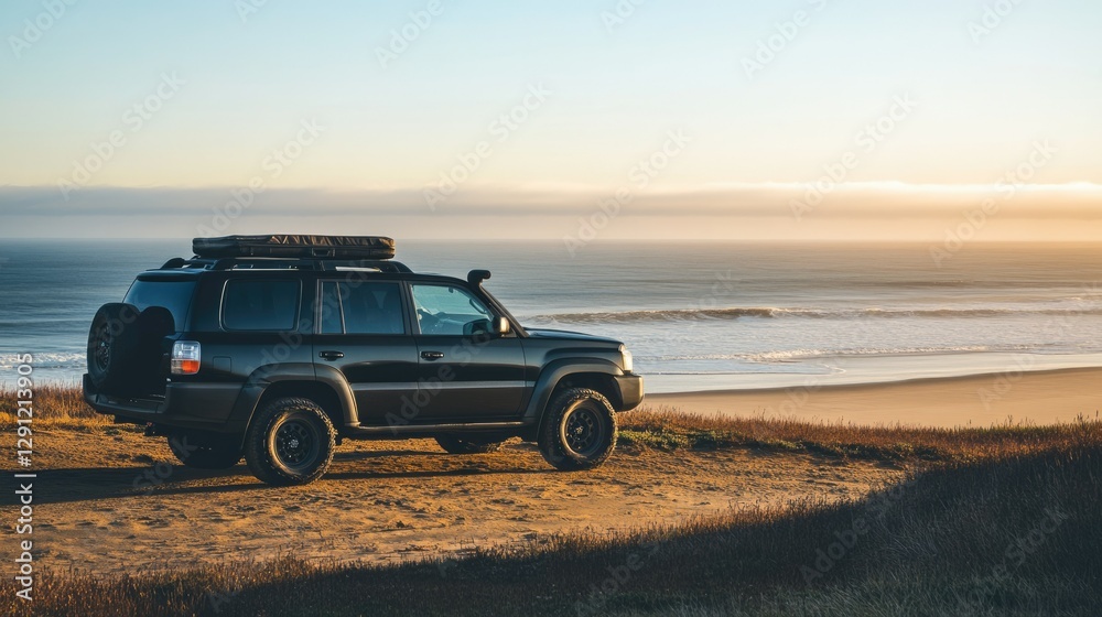 SUV Adventure: Parked on a Scenic Northern California Beach, Ready for a Road Trip Through Dunes and Off-Road Trails SUV Adventure: Parked on a Scenic Northern California Beach, Ready for a Road Trip Through Dunes and Off-Road Trails