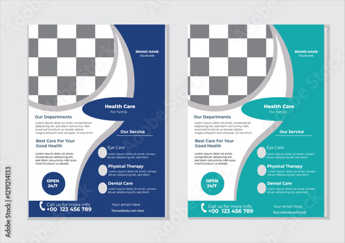 Modern medical and healthcare flyer A4 size design template with layout