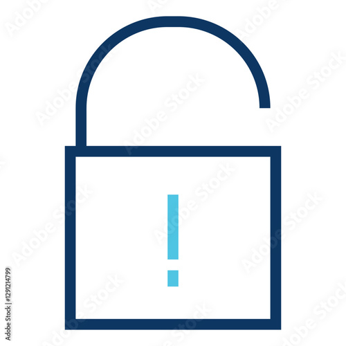 Unlocked Padlock with Exclamation Point Symbolizing Security Alert or Vulnerability