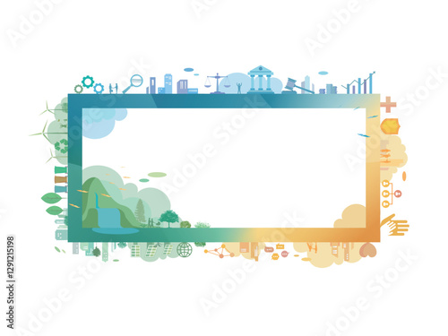 ESG in community A006 with rectangle frame and Environmental social governance elements vector illustration graphic EPS 10
