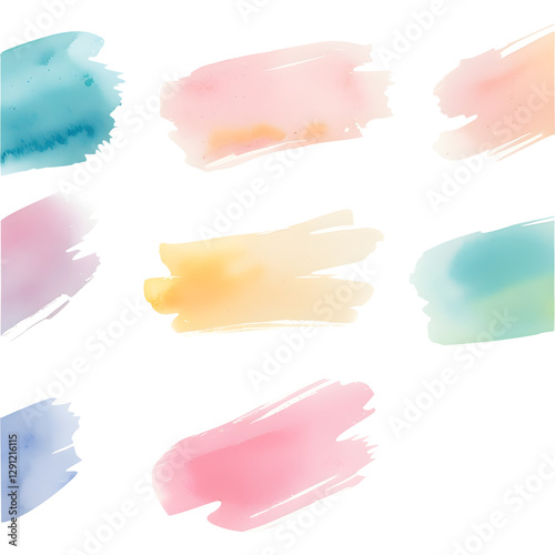 Wallpaper Mural Set colorful grunge brush stroke watercolor ink strokes isolated on transparent background  Torontodigital.ca