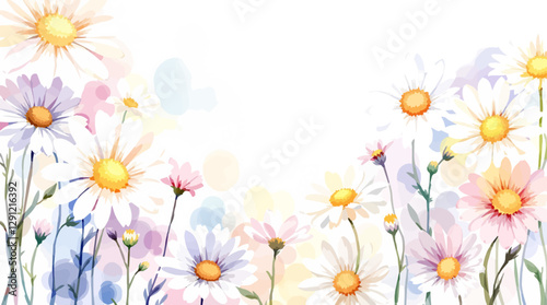 Botanical frame featuring wildflowers and daisies. Vector flat minimalistic isolated illustration.