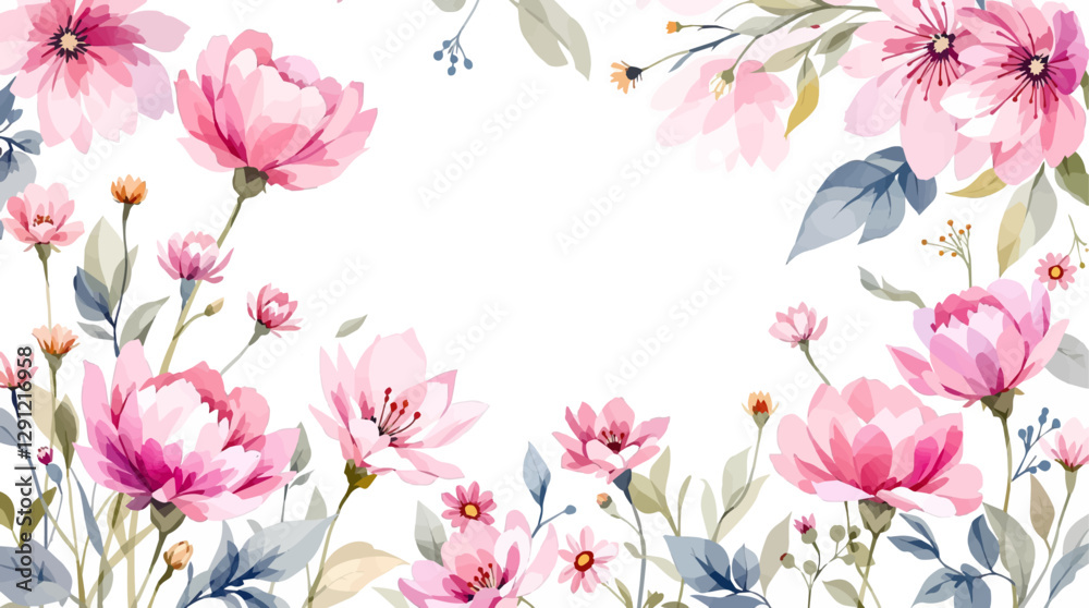 Naklejka premium Floral seamless pattern with pink and purple flowers. Elegant and delicate floral design.