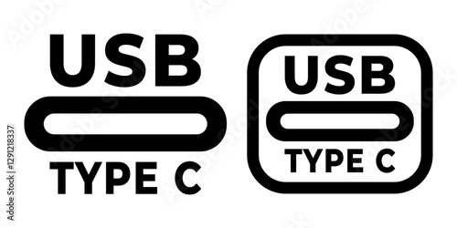 USB Type C icon. Symbol USB Type C charger icon isolated on white background