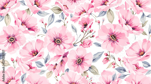 Flowers and leaves pattern