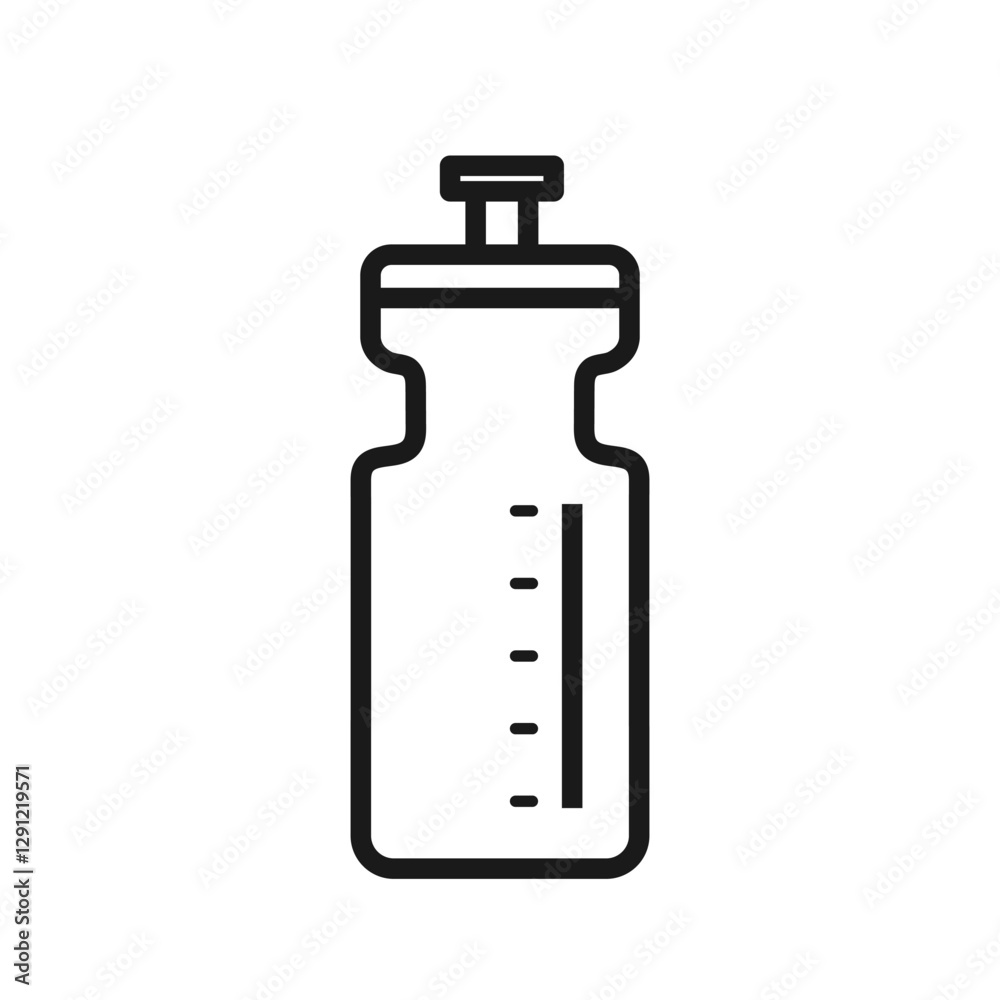 A sports water bottle with sipper and measuring scale. Line icon with editable stroke. Beverage container for refreshment and hydration while sports activities. Vector illustration isolated on white A sports water bottle with sipper and measuring scale. Line icon with editable stroke. Beverage container for refreshment and hydration while sports activities. Vector illustration isolated on white