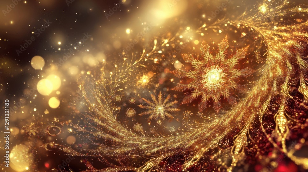 Fototapeta premium golden snowflake winter wonderland