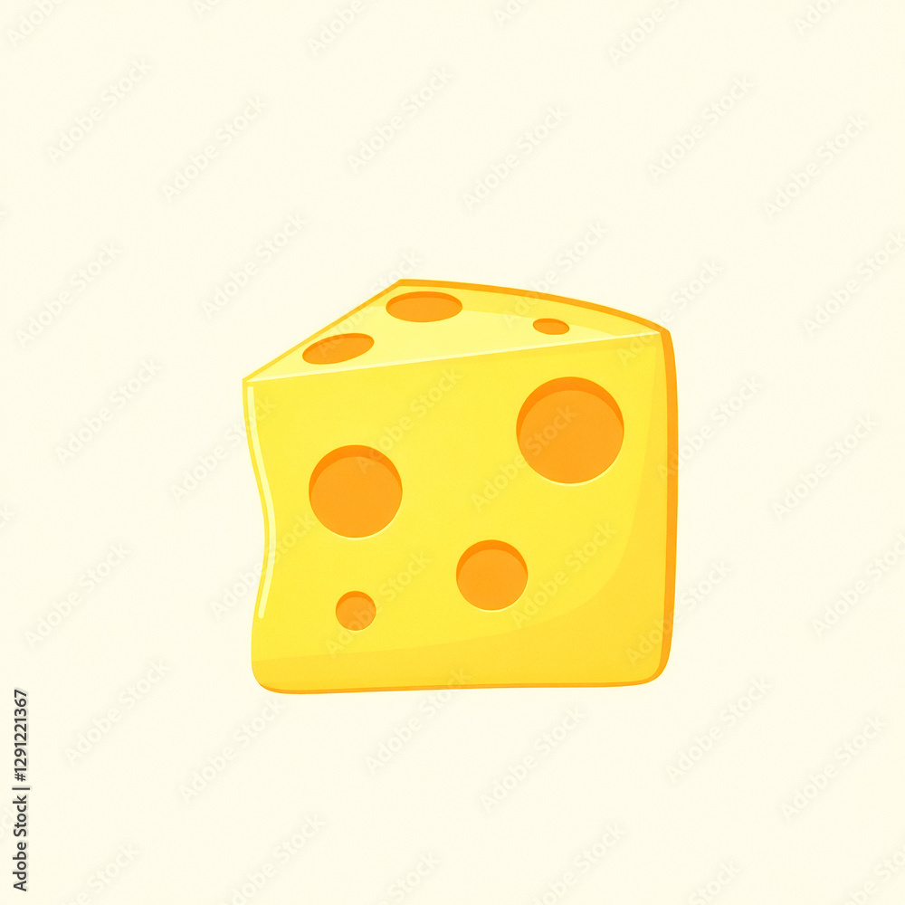 vibrant yellow cartoon cheese wedge with playful holes vibrant yellow cartoon cheese wedge with playful holes