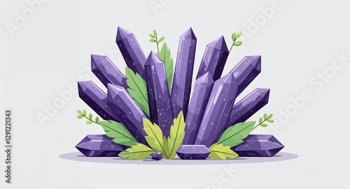 Set bundle of lepidolite minimalist childish style illustration on plain white background