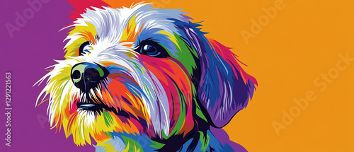 Dandie Dinmont Terrier Dog with a Colorful Coat Posing Playfully in a Lush Green Field Showcasing Its Unique Fur Patterns and Charming Personality in a Bright and Cheerful Setting