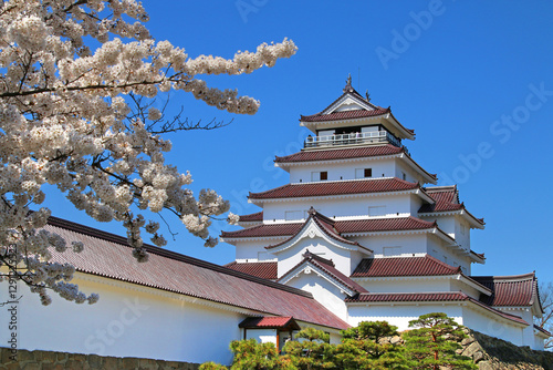 桜に包まれた鶴ヶ城（福島県・会津若松市）