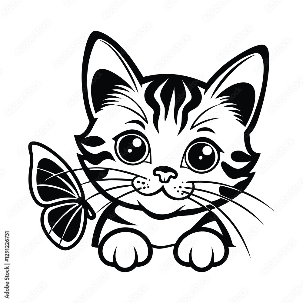 Fototapeta premium Cat with Butterfly