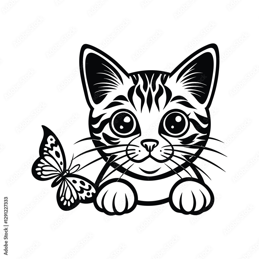 Obraz premium Cat with Butterfly