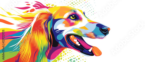 Vibrant Abstract Vector Art of a Saluki Dog with a Colorful Coat Showcasing Unique Patterns and Artistic Flair Perfect for Pet Lovers and Art Enthusiasts Alike