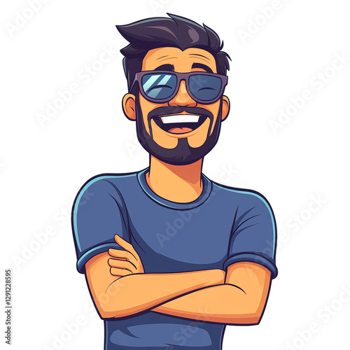  cartoon-style illustration of man with glasses
