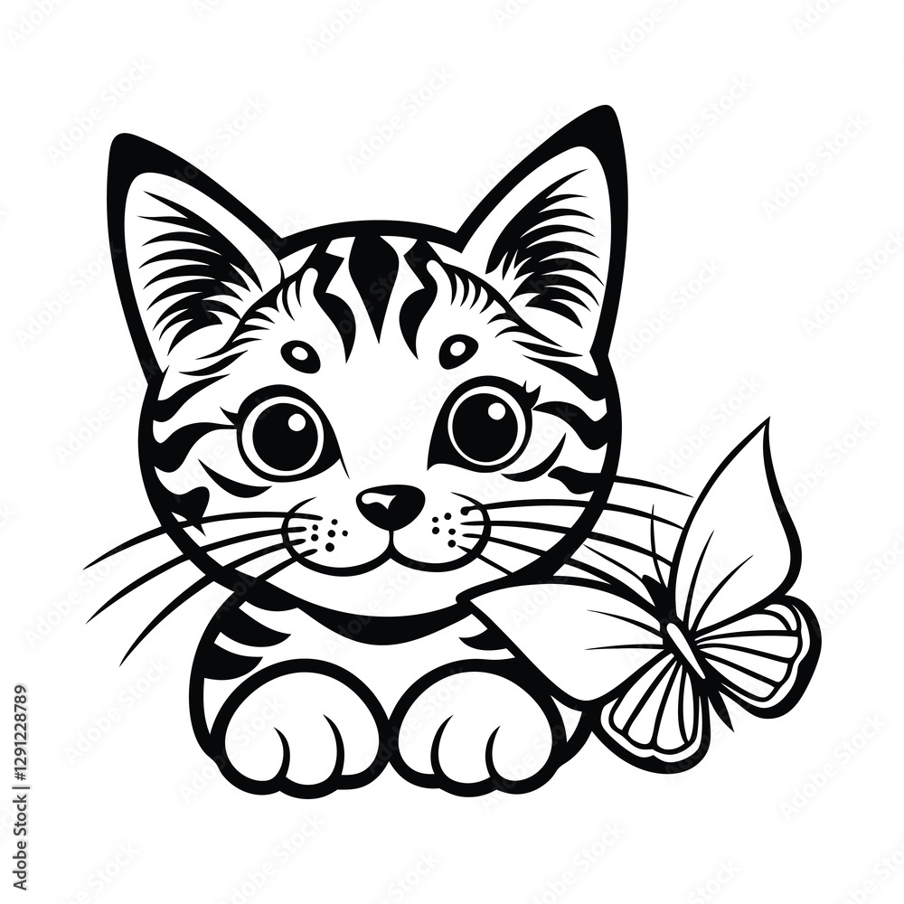 Fototapeta premium Cat with Butterfly