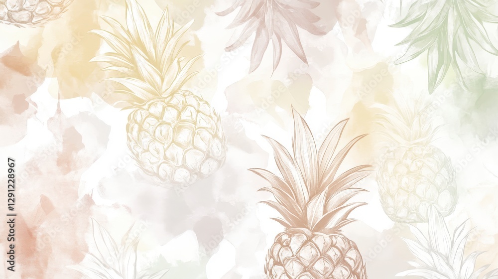 custom made wallpaper toronto digitalSerene Pastel Pineapple Print - Exquisite Botanical Art for Home Decor