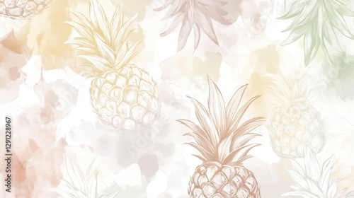 Wallpaper Mural Serene Pastel Pineapple Print - Exquisite Botanical Art for Home Decor Torontodigital.ca