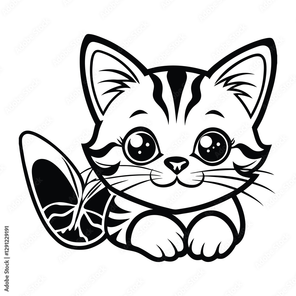 Fototapeta premium Cat with Butterfly