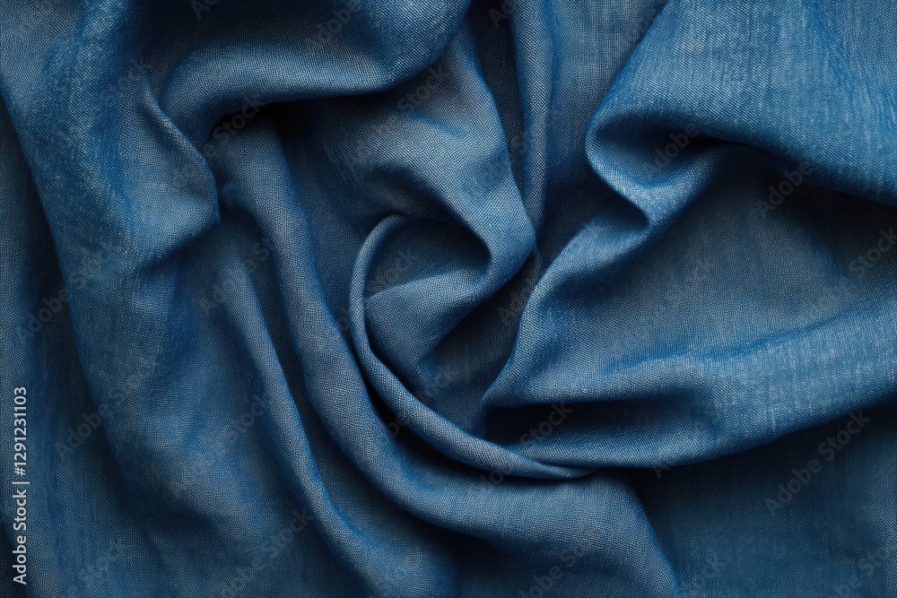 Detailed Close Up of a Blue Fabric Texture Showing Wrinkles and Drapes Detailed Close Up of a Blue Fabric Texture Showing Wrinkles and Drapes