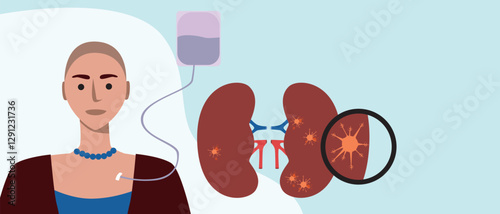 Cancer patients silhouettes and cancer ribbon, silhouette vector stock illustration with unidentifiable people together as a template with space for text or copy space
