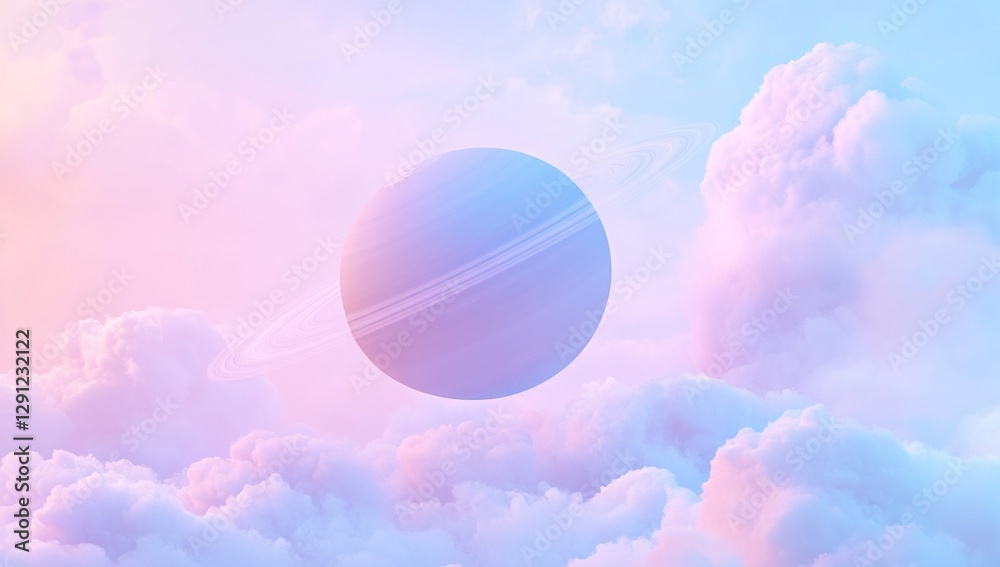 Pastel Planet Among Soft Pink And Blue Clouds Pastel Planet Among Soft Pink And Blue Clouds