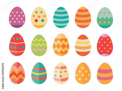 Colorful decorative easter eggs vector set on white background