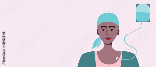 Cancer patients silhouettes and cancer ribbon, silhouette vector stock illustration with unidentifiable people together as a template with space for text or copy space
