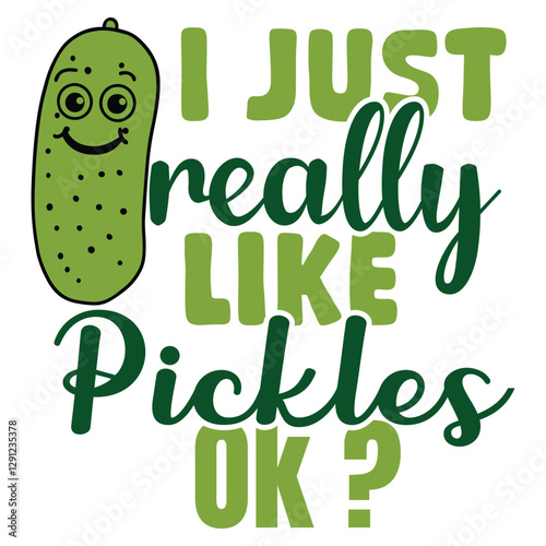 Pickles typography t-shirt design vector, Pickled cucumber illustration
