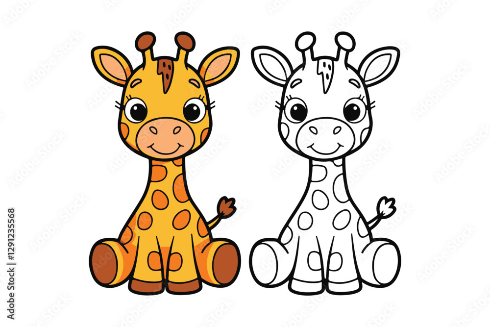 Fototapeta premium Cute Adorable Baby Giraffe Illustration vector