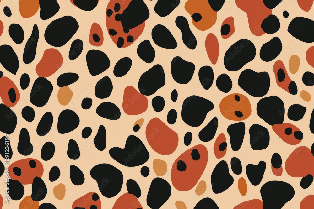 Illustration of a chic, modern leopard print pattern in warm earthy tones. The organic, hand drawn spots add a stylish and fashionable touch, making it a timeless design suitable for clothing, Illustration of a chic, modern leopard print pattern in warm earthy tones. The organic, hand drawn spots add a stylish and fashionable touch, making it a timeless design suitable for clothing,