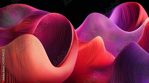 Abstract digital illustration of wavy lines with vivid coloration
