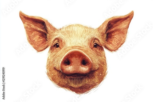 A cheerful pig face portrait illustration photo