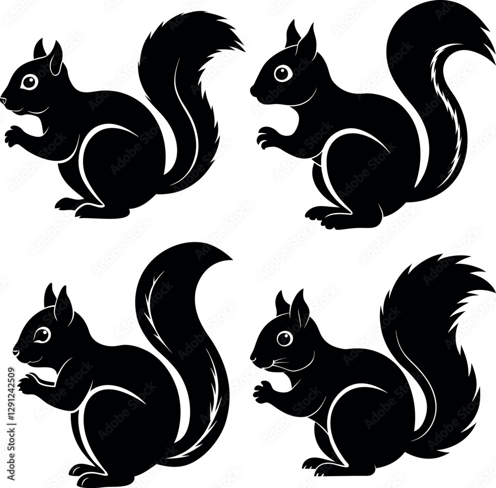 Squirrel Silhouette Vector Art Stylish & Professional Design. Squirrel Silhouette Vector Art Stylish & Professional Design.