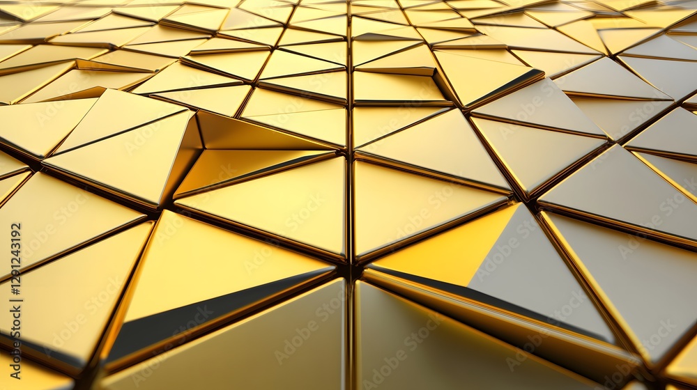 Fototapeta premium Close-Up View of Shimmering Gold Triangular Pattern Creating a Modern Abstract Texture