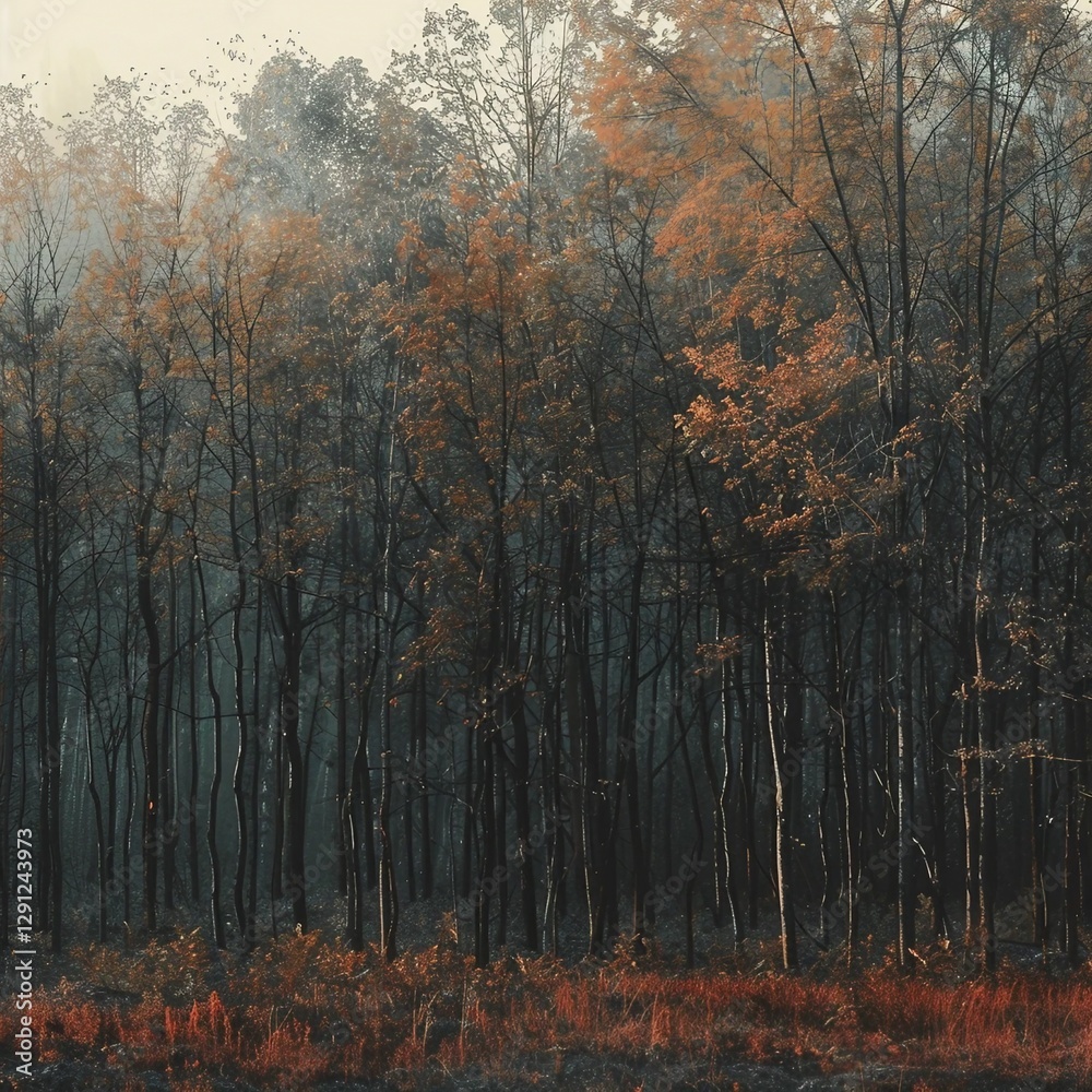 Fototapeta premium autumn forest in the morning