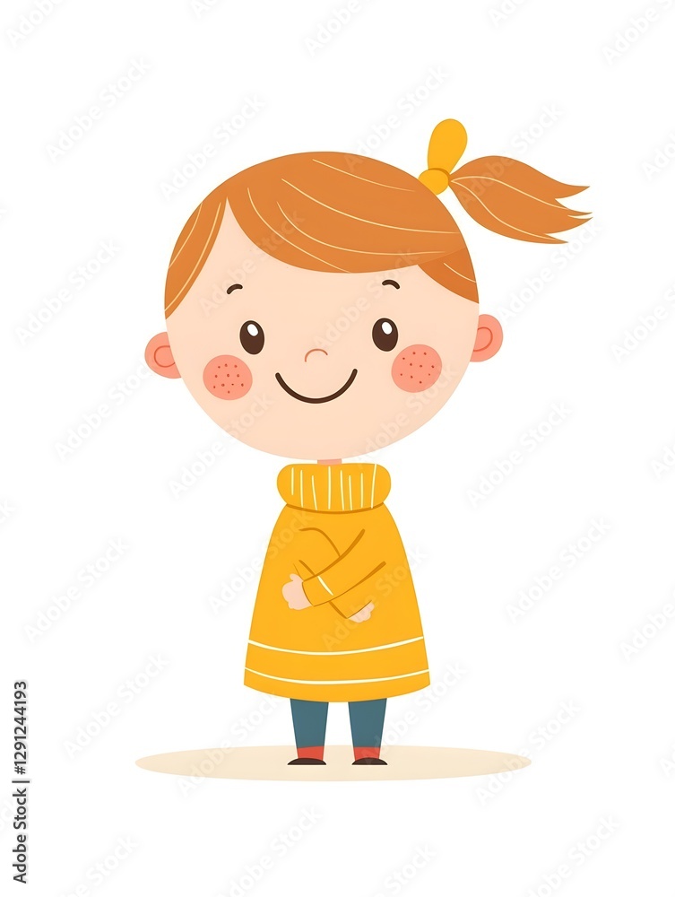 Charming little girl in a bright yellow dress smiling radiantly while standing in a vibrant garden full of flowers Charming little girl in a bright yellow dress smiling radiantly while standing in a vibrant garden full of flowers