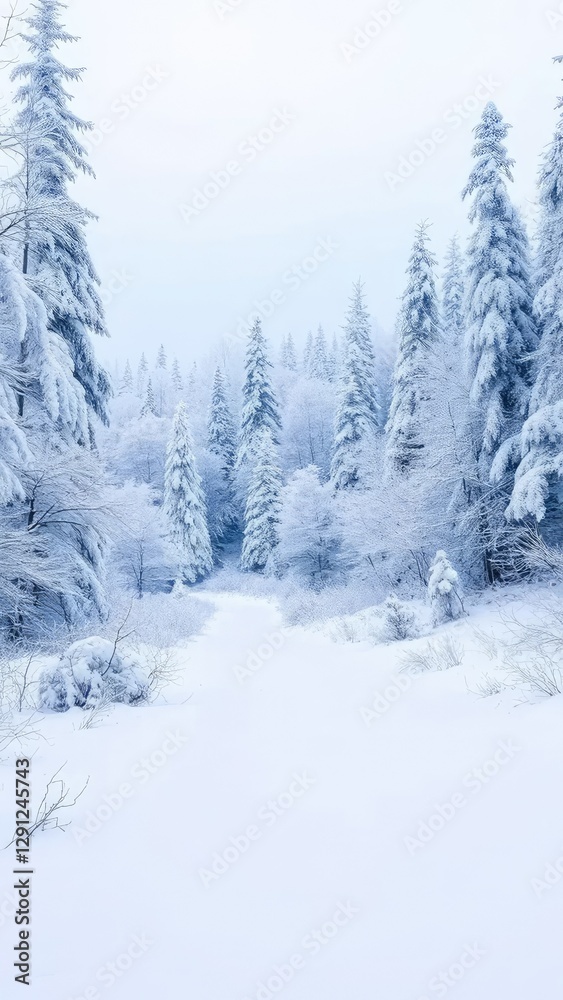 A peaceful snowy landscape with a frozen forest and snow-covered trees, frosty, natural wonder, serene A peaceful snowy landscape with a frozen forest and snow-covered trees, frosty, natural wonder, serene