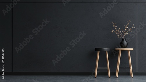 Modern Dark Interior with Bar Stools