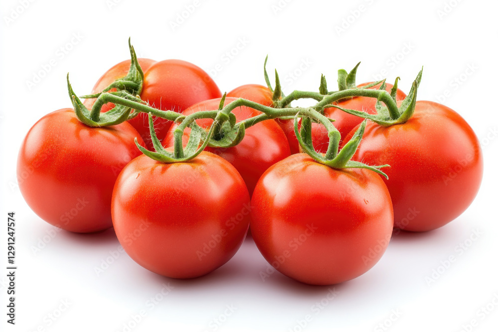 Fresh red tomatoes on vine ready for cooking or salads Fresh red tomatoes on vine ready for cooking or salads