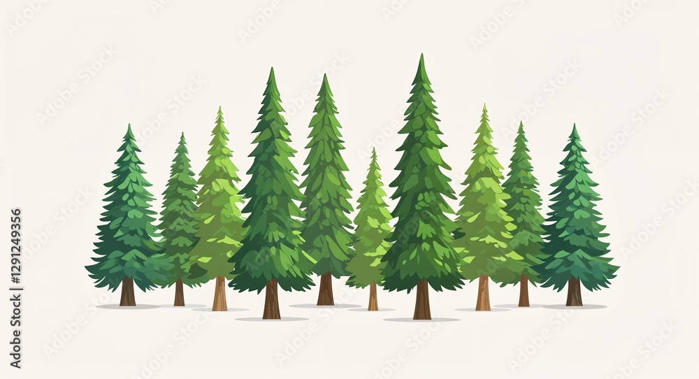 Obraz premium Set bundle of cypress tree minimalist childish style illustration on plain white background