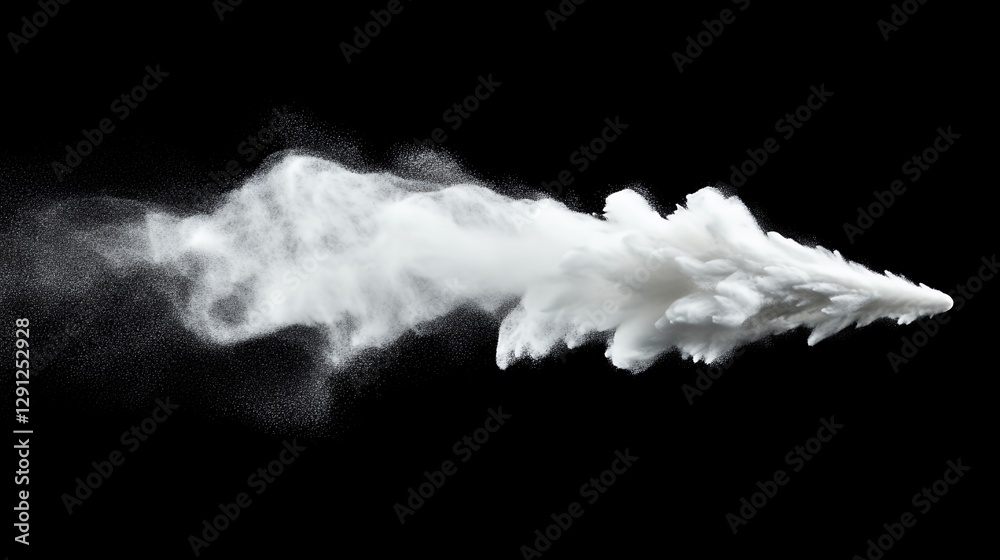 Dynamic White Powder Explosion on Black Background Dynamic White Powder Explosion on Black Background