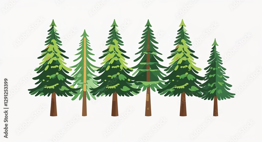 Obraz premium Set bundle of pine tree minimalist childish style illustration on plain white background