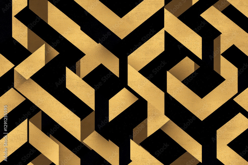 Illustration of a geometric pattern with sharp angles and clean lines, all in contrasting colors of black and gold. The bold, luxurious design creates a sophisticated, high end feel, ideal for fashion Illustration of a geometric pattern with sharp angles and clean lines, all in contrasting colors of black and gold. The bold, luxurious design creates a sophisticated, high end feel, ideal for fashion